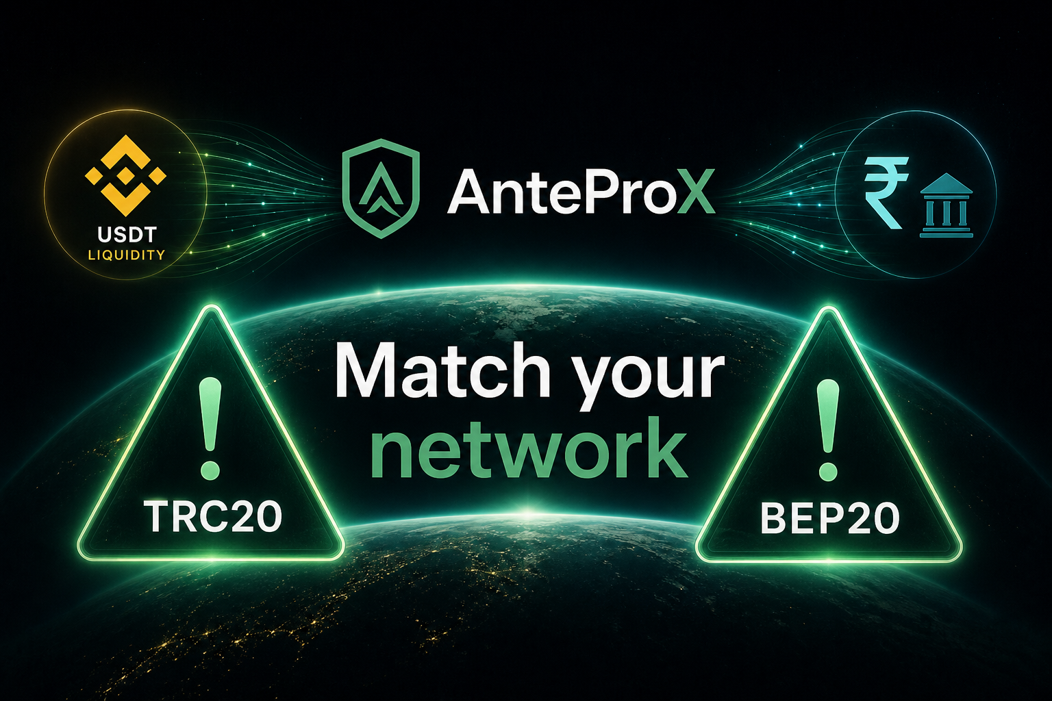Match TRC20 or BEP20 network when depositing